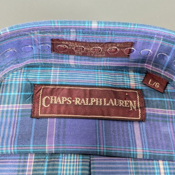 Vintage Chaps Ralph Lauren Plaid shirt size L, long sleeve button down shirt - Picture 2 of 10